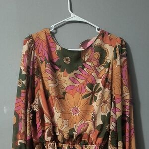 Floral Long Sleeve Dress - Multicolor